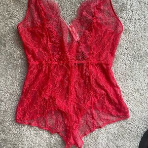 Victoria Secret red lace romper